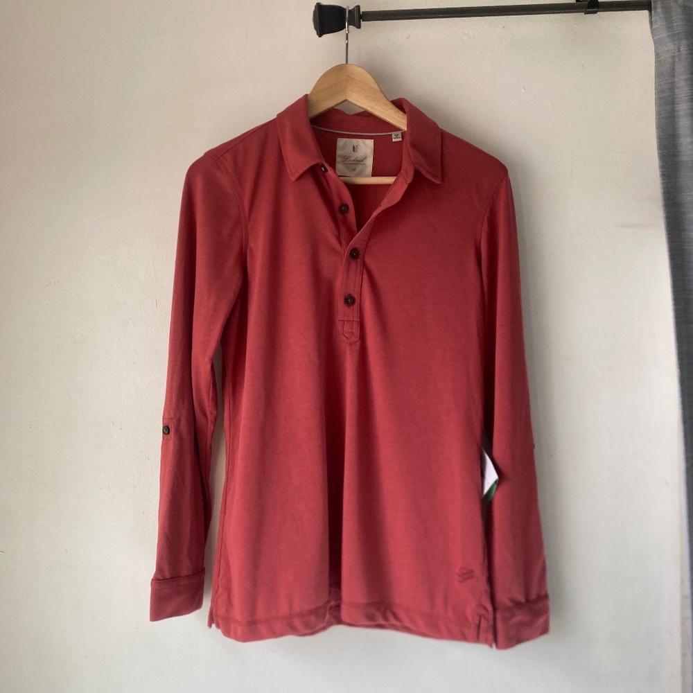 NWT Linksoul M Roll Tab Sleeves Polo Shirt Top